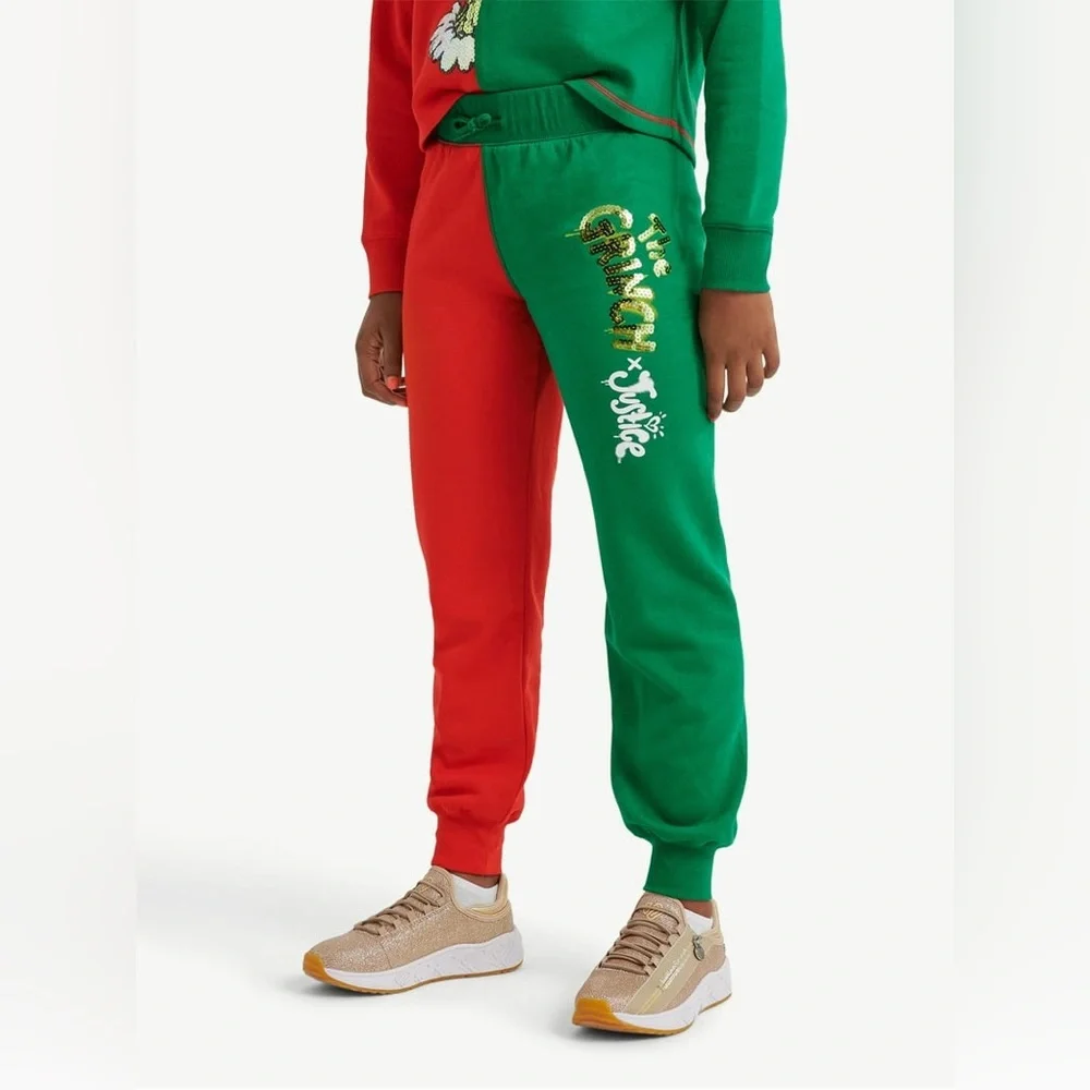 Justice Girls Grinch Colorblocked Joggers